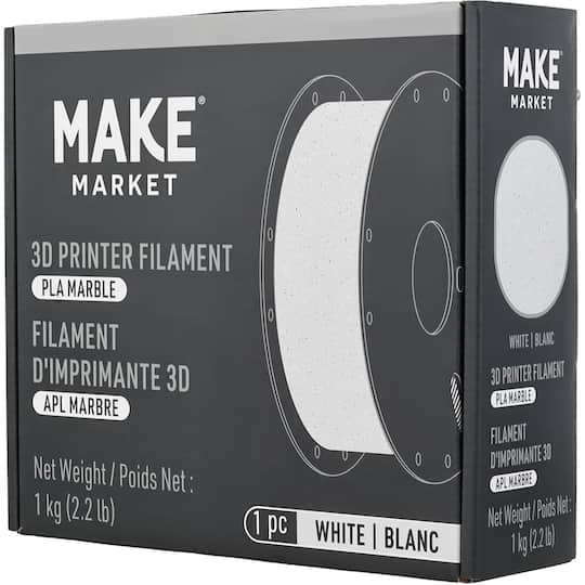 1.75mm White Marble PLA 3D Printer Filament, 2.2lb. by Make Market®
